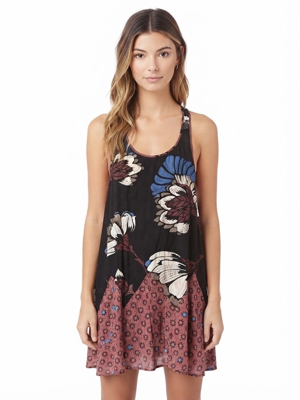 Intimately Free People Someone Like You Slip Dress Burgundy Black Floral Medium
